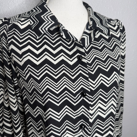 Missoni For Target Women's‎ Black & White Chevron Long Sleeve Blouse -cp - Picture 3 of 10